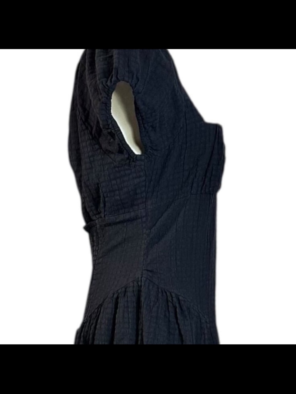 Free People Ciara Pucker Midi Dress Black Cotton Dress with pockets M - Picture 7 of 10